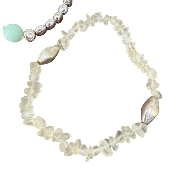 J. Jill Multi Beaded Stretch Bracelet Set Aqua Silver Tone Stackable Beachy Boho - Picture 11 of 13